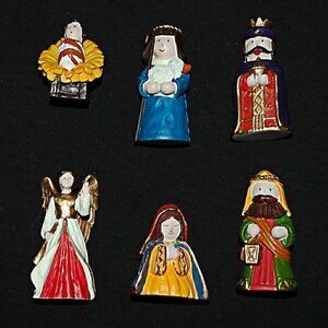 Vintage Nativity 6 Figurines in Boxes Miniatures Xmas